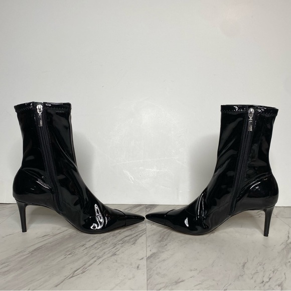Schutz Pointy Toe Black Patent Heeled Bootie 6 1/2 B - Picture 6 of 16